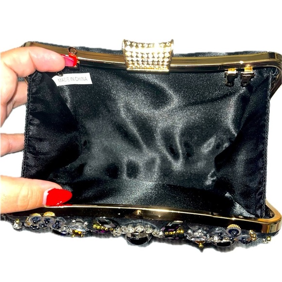 Embellished Black and Gold Clutch - Picture 2 of 11